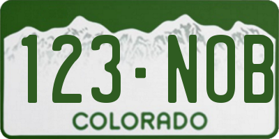 CO license plate 123NOB