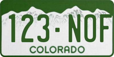 CO license plate 123NOF
