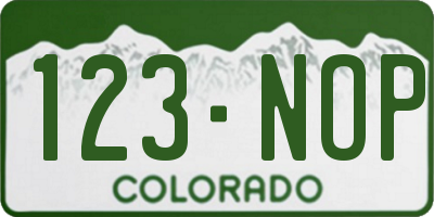 CO license plate 123NOP