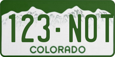 CO license plate 123NOT