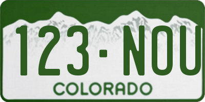 CO license plate 123NOU