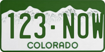 CO license plate 123NOW