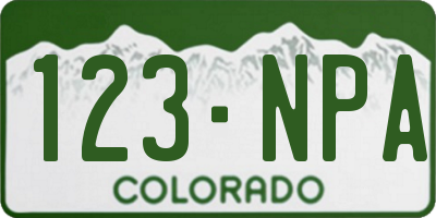 CO license plate 123NPA