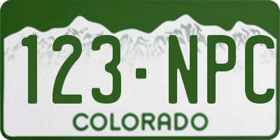 CO license plate 123NPC