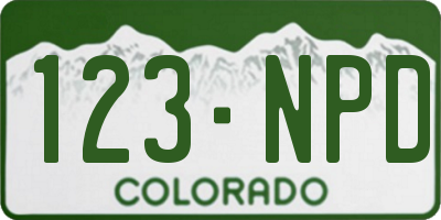 CO license plate 123NPD