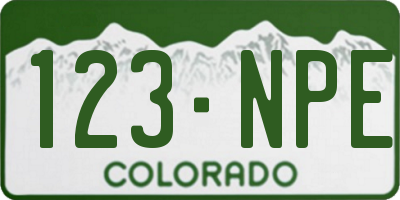 CO license plate 123NPE