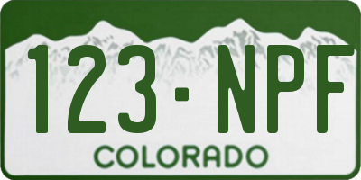 CO license plate 123NPF