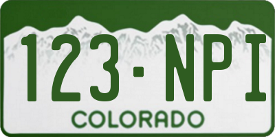 CO license plate 123NPI
