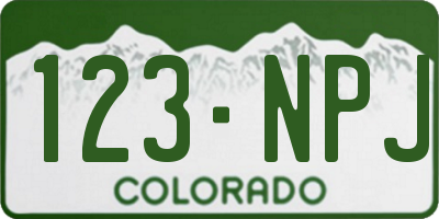 CO license plate 123NPJ
