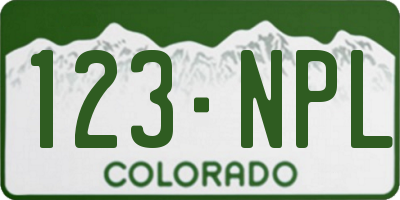 CO license plate 123NPL