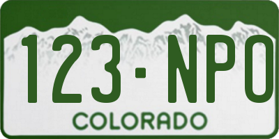 CO license plate 123NPO