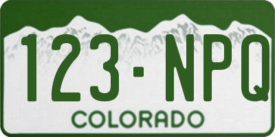 CO license plate 123NPQ