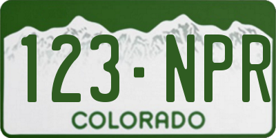 CO license plate 123NPR
