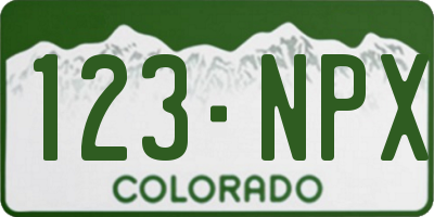 CO license plate 123NPX