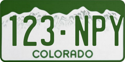 CO license plate 123NPY