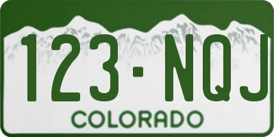 CO license plate 123NQJ