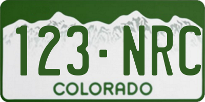 CO license plate 123NRC