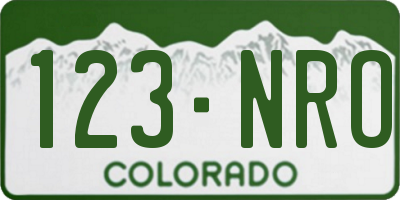 CO license plate 123NRO
