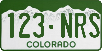 CO license plate 123NRS
