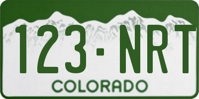 CO license plate 123NRT