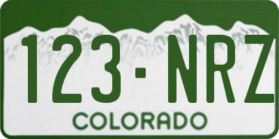 CO license plate 123NRZ