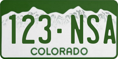 CO license plate 123NSA