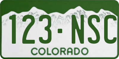 CO license plate 123NSC