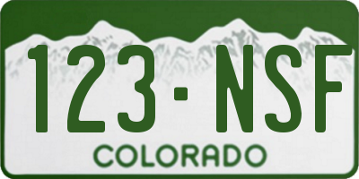 CO license plate 123NSF