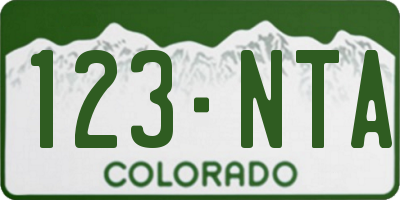 CO license plate 123NTA