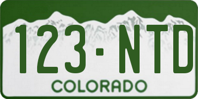 CO license plate 123NTD