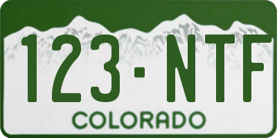 CO license plate 123NTF