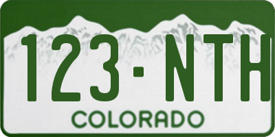 CO license plate 123NTH