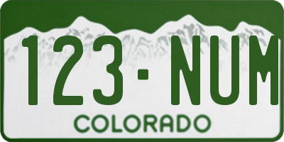 CO license plate 123NUM