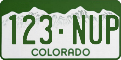 CO license plate 123NUP