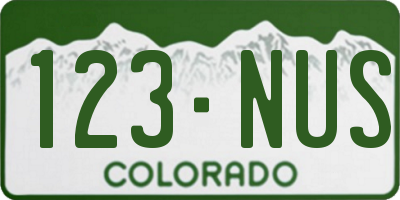 CO license plate 123NUS
