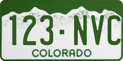 CO license plate 123NVC