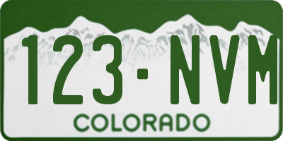 CO license plate 123NVM