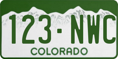 CO license plate 123NWC