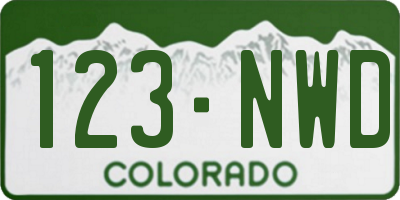 CO license plate 123NWD