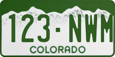 CO license plate 123NWM