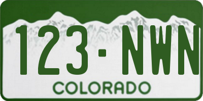 CO license plate 123NWN