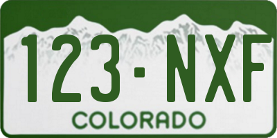 CO license plate 123NXF