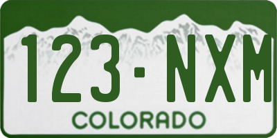 CO license plate 123NXM