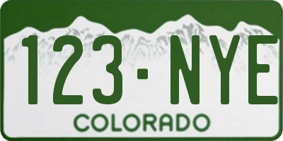 CO license plate 123NYE