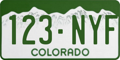 CO license plate 123NYF