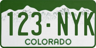 CO license plate 123NYK