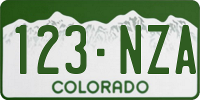 CO license plate 123NZA