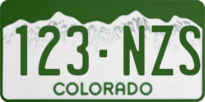 CO license plate 123NZS