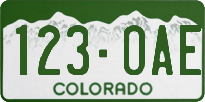 CO license plate 123OAE