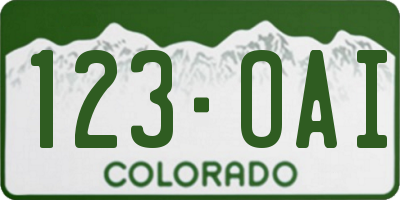 CO license plate 123OAI